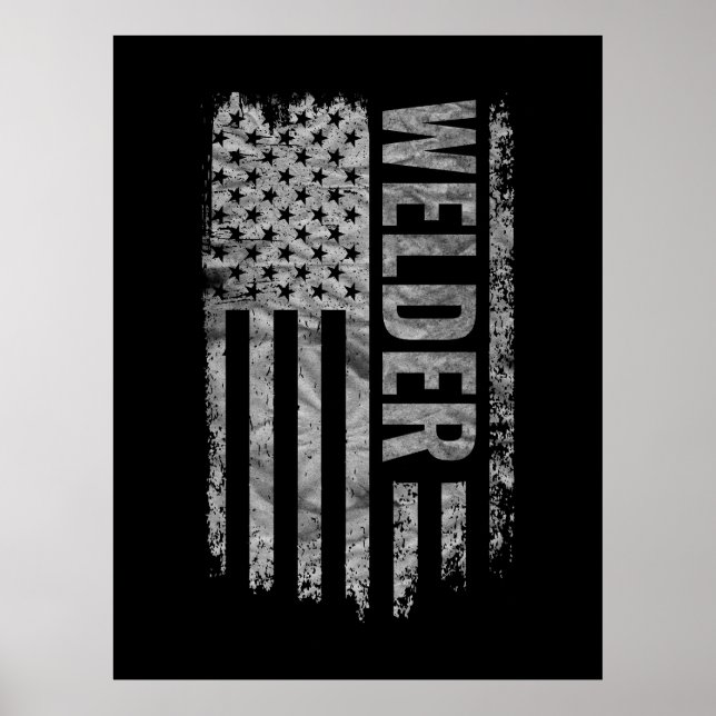 Welder USA Flag Distressed design Poster (Front)