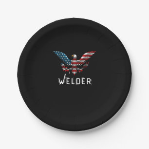 Welder Usa Flag Paper Plates
