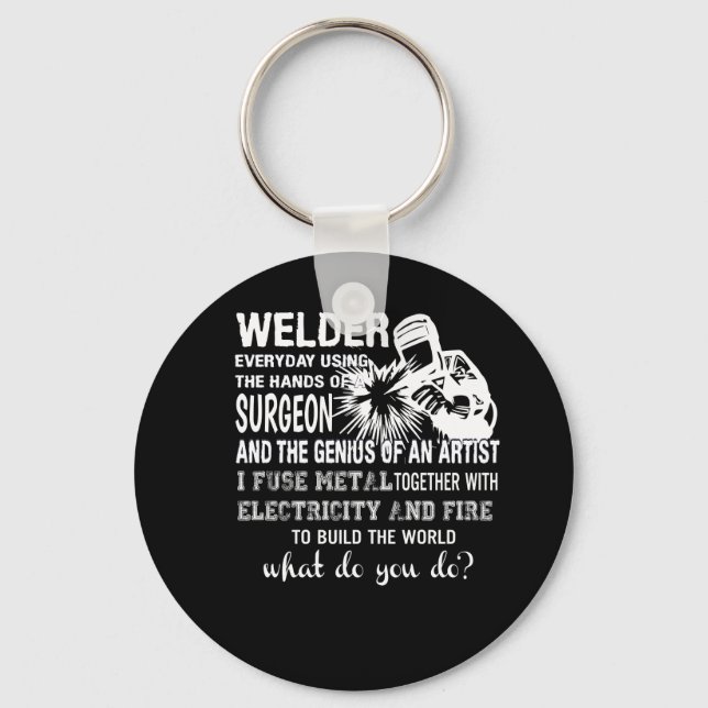 Welder Using Hands Surgeon Genius Artist Keychain (Front)
