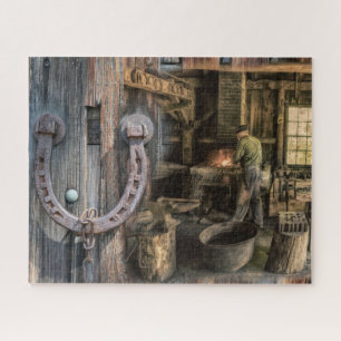 Welder Vintage Blacksmith Horseshoes Jigsaw Puzzle