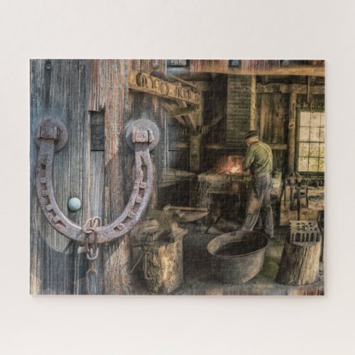 Welder Vintage Blacksmith Horseshoes Jigsaw Puzzle