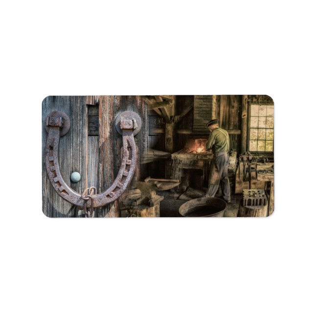 Welder Vintage Blacksmith Horseshoes Label (Front)