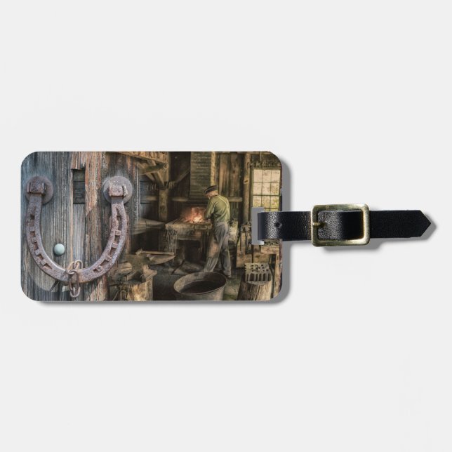 Welder Vintage Blacksmith Horseshoes Luggage Tag (Front Horizontal)