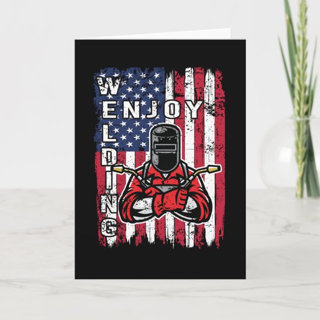 Welder Vintage USA American Flag Welding Card (Front)