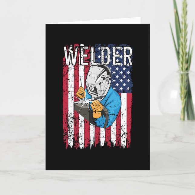 Welder Vintage USA American Flag Welding Card (Front)