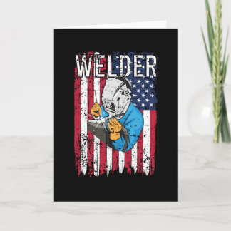 Welder Vintage USA American Flag Welding Card