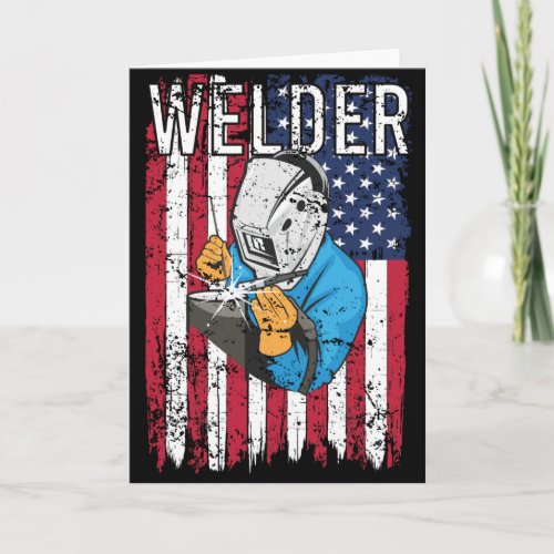 Welder Vintage USA American Flag Welding Card