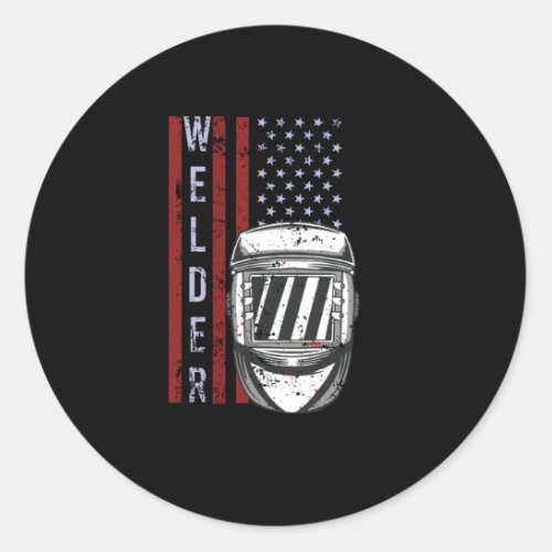 Welder Vintage USA American Flag Welding Classic Round Sticker