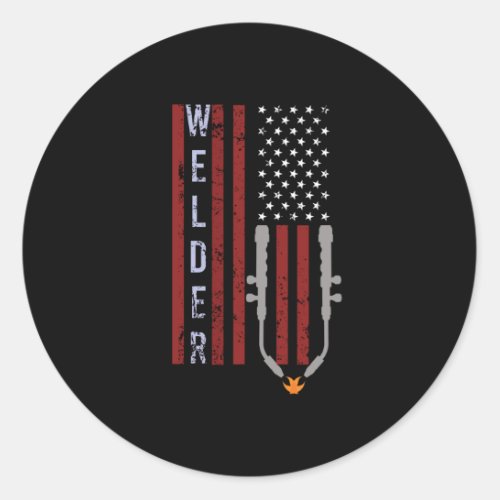 Welder Vintage USA American Flag Welding Classic Round Sticker