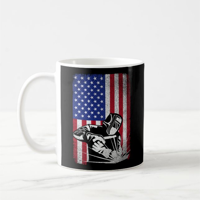Welder Vintage USA American Flag Welding  Coffee Mug (Left)