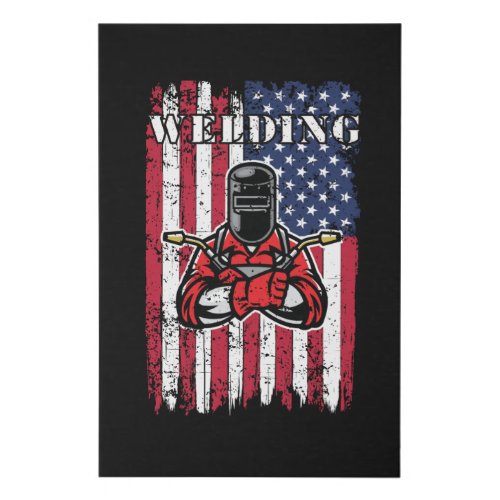 Welder Vintage USA American Flag Welding Faux Canvas Print