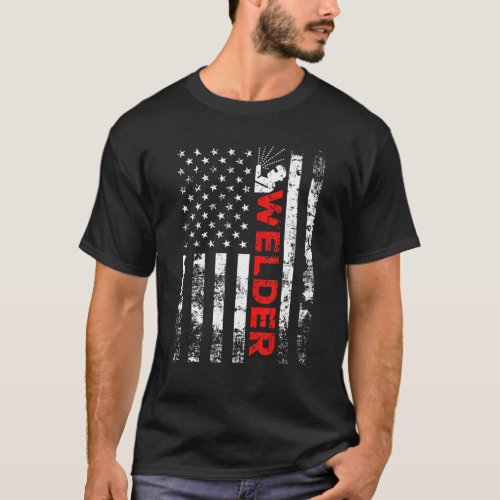 Welder Vintage USA American Flag Welding T_Shirt