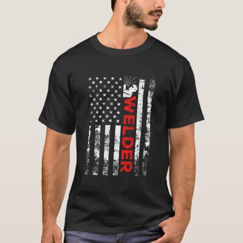 Welder Vintage Usa American Flag Welding T_Shirt