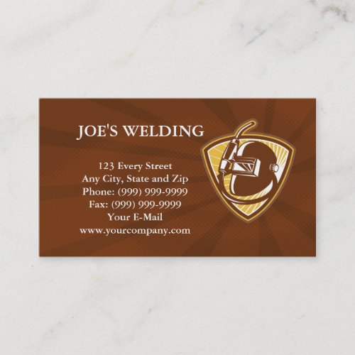 Welder Visor And Welding Torch Retro Shield Business Cards
