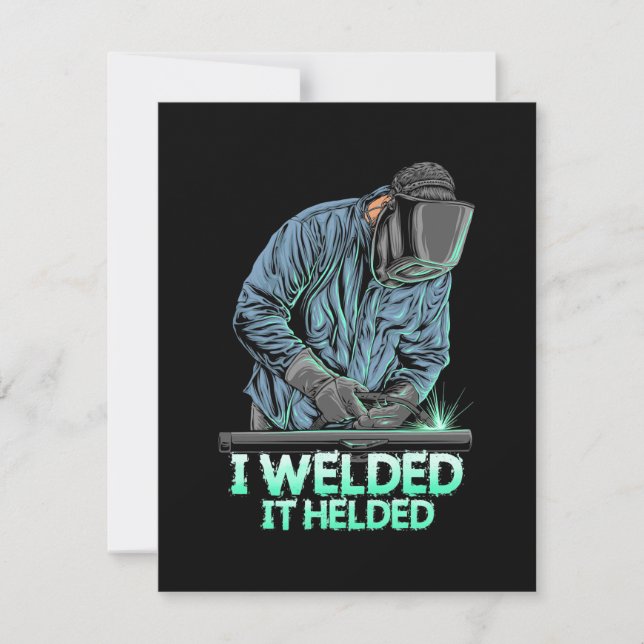 Welder Welded It Helded Thank You Card (Front)