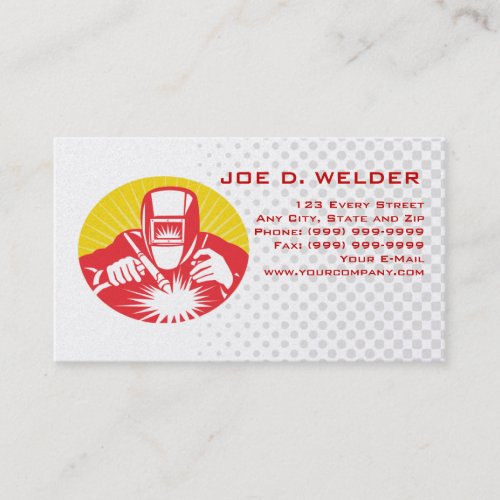 welder welding at work business card