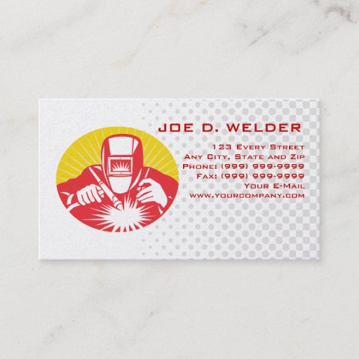 Customizable welder welding at work business card