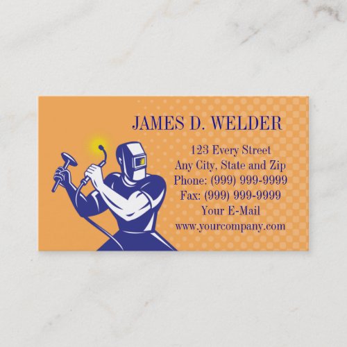 welder welding at work business card