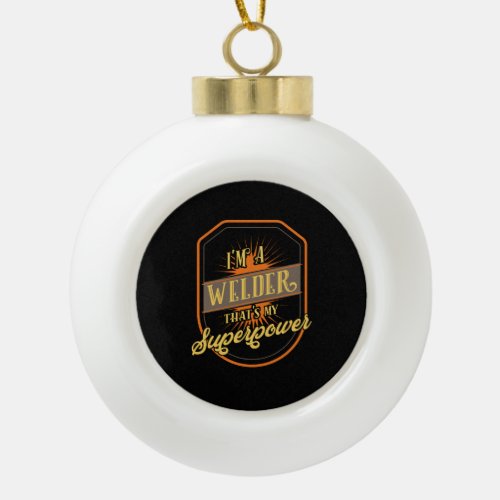 Welder Welding Ceramic Ball Christmas Ornament