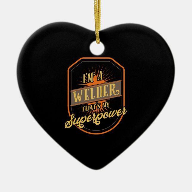 Welder Welding Ceramic Ornament (Front)