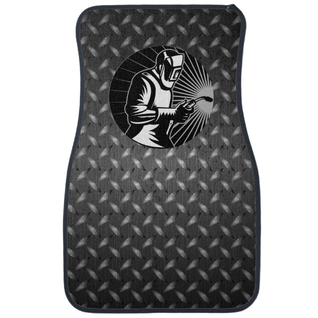 Welder Welding Checker Diamond Plate Truck Car Floor Mat (Front)