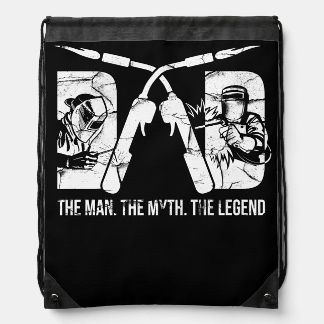 Welder Welding Dad Man Myth Legend Father's Day Drawstring Bag (Front)