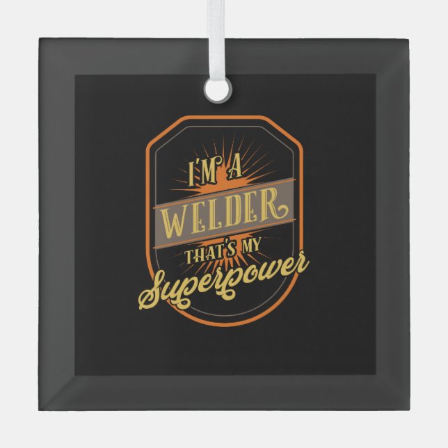 Welder Welding Glass Ornament (Front)