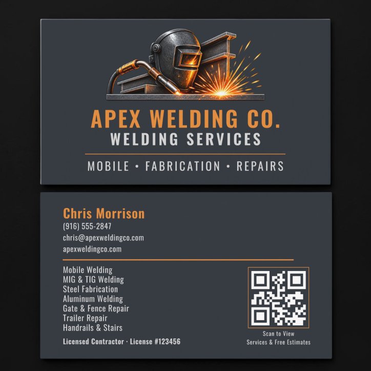 Welder Welding QR Code Professional Services Business Card