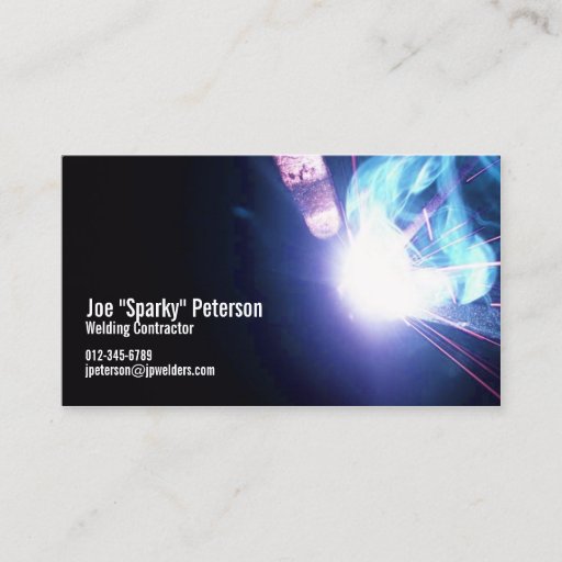 Customizable Welder Welding Sparks Blue Business Card
