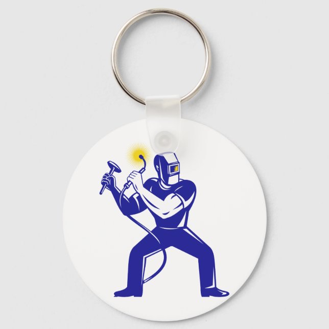 welder welding  worker cartoon keychain (Front)