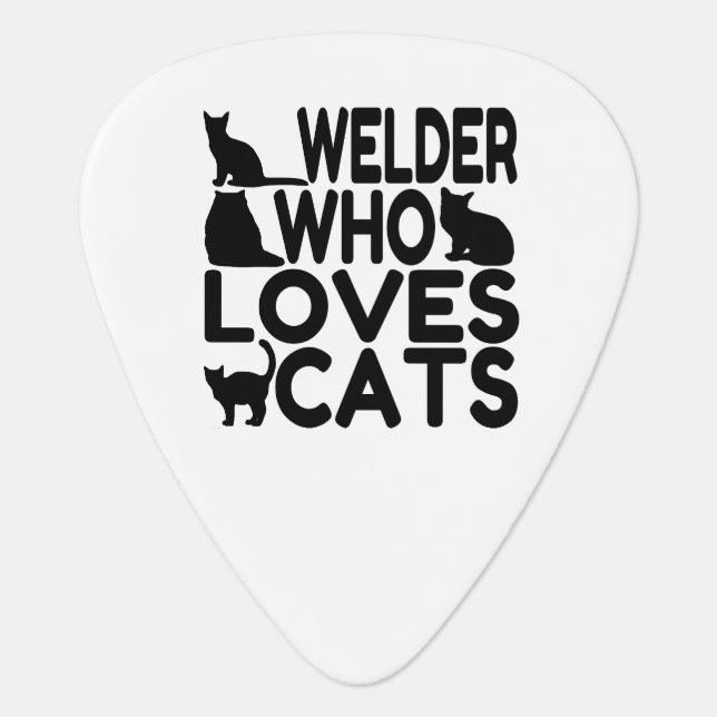 Welder Who Loves Cats Guitar Pick (Front)