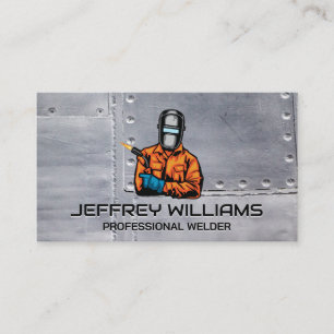 Welder with Blow Torch   Rivets and Metal Business Card