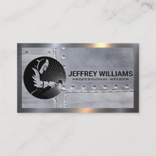 Welder Worker Logo Metal Steel Rivets Business Card