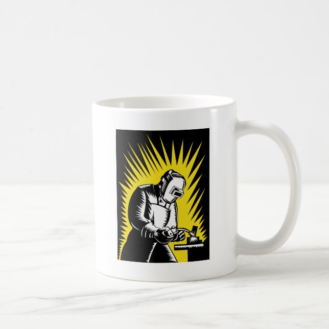 welder worker welding coffee mug (Right)