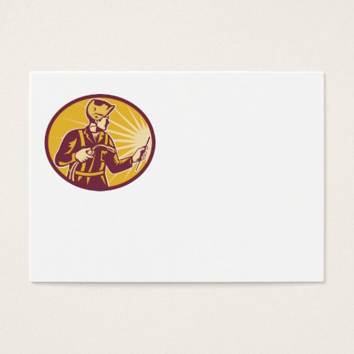 Customizable Welder Worker Welding Torch Retro Business Card Templates