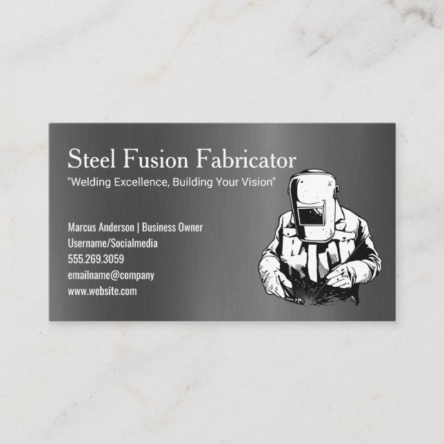 Welder Working on Metal | Blue Collar Business Card (Front)