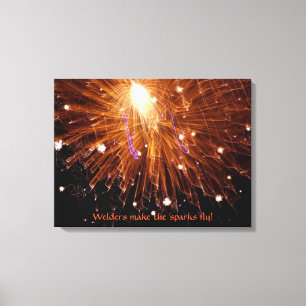 Welders Make The Sparks Fly Wrapped Canvas Print