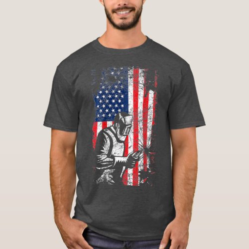 Welding American Flag Welder Fathers Day Design T_Shirt
