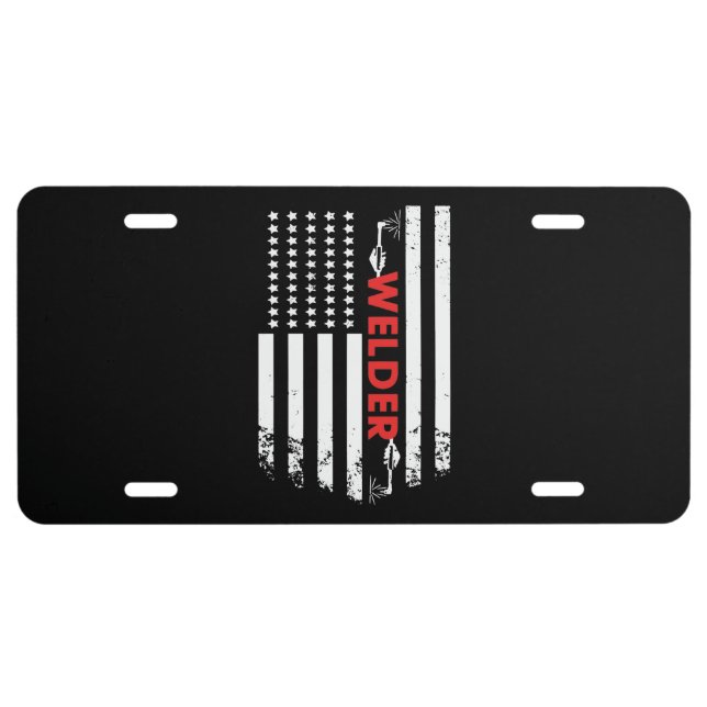 Welding - American Welder Flag License Plate (Front)