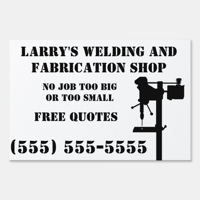 Welding and fabrication shop sign (Back)