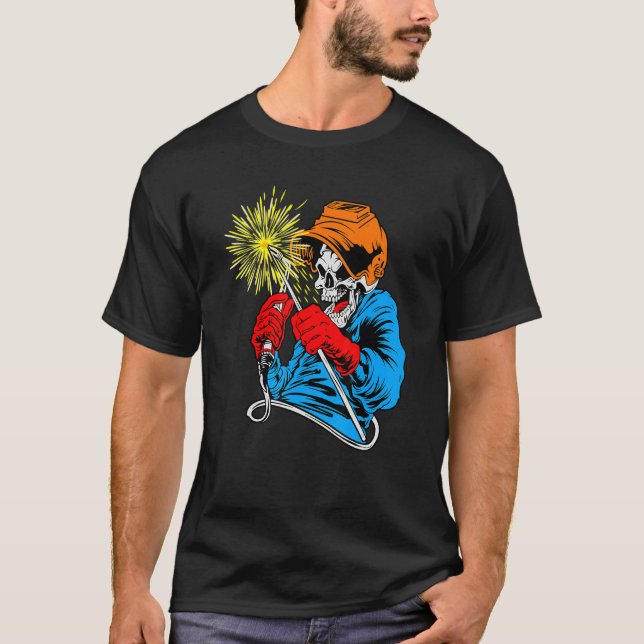 Welding Arc Welder Skeleton Skull Tig Gas Welding T-Shirt (Front)