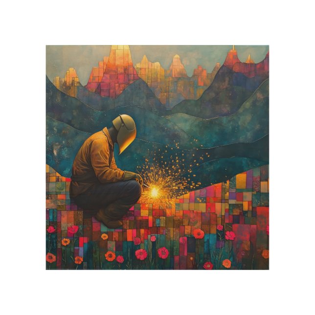 Welding Art - Mountain Landscape with Sparks (Front)