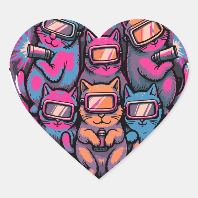 Welding Cats Heart – Cute Welder Sticker Art (Front)