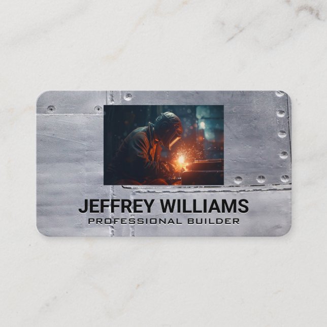 Welding Construction | Metal and Rivets Business Card (Front)