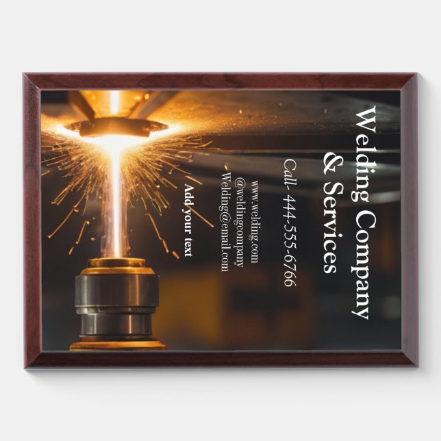 Welding contract construction add name contact no award plaque (Horizontal)