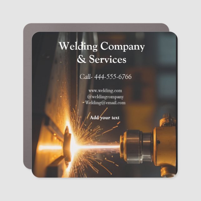 Welding contract construction add name contact no car magnet (Front)