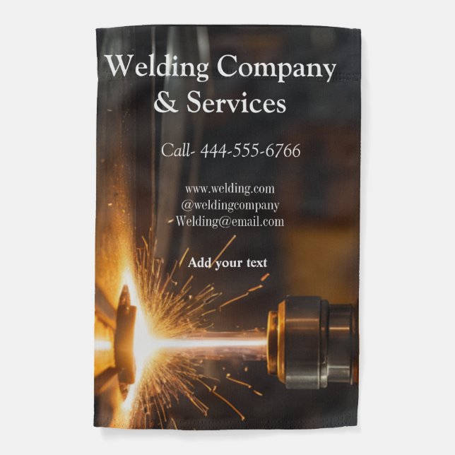 Welding contract construction add name contact no garden flag (Front)