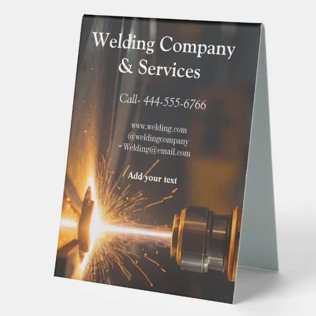 Welding contract construction add name contact no table tent (Front)
