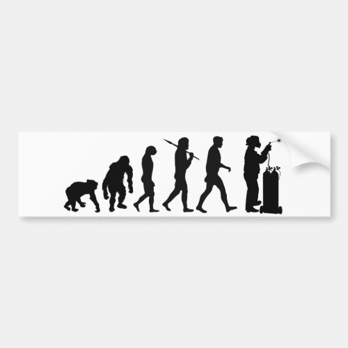 Welding evolution of man mens work bumper sticker