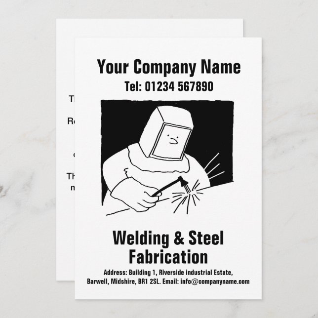 Welding & Fabrication Cartoon Design Card (Front/Back)
